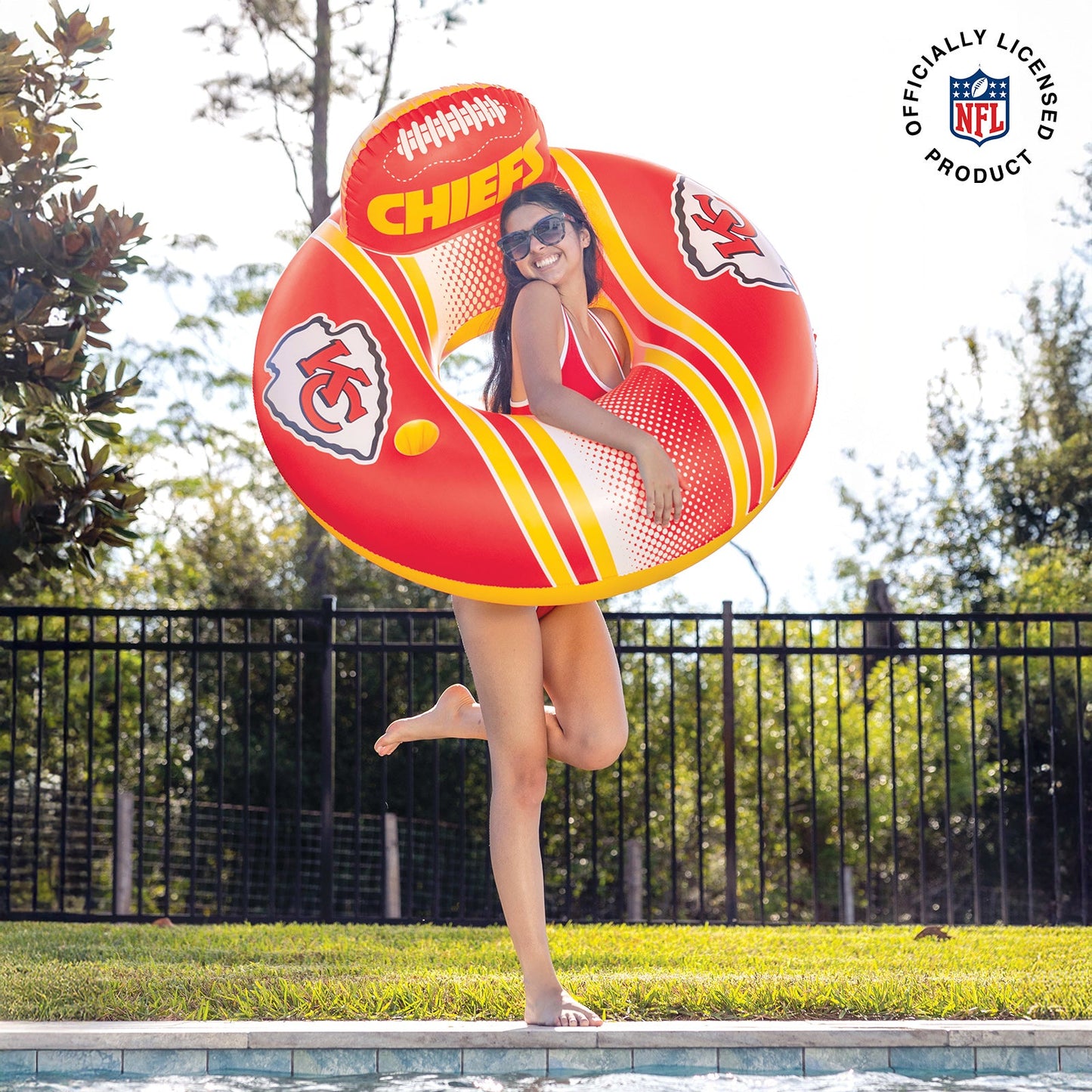 BigMouth Inc Kansas City Chiefs 42 in Pool Float with cupholder and backrest