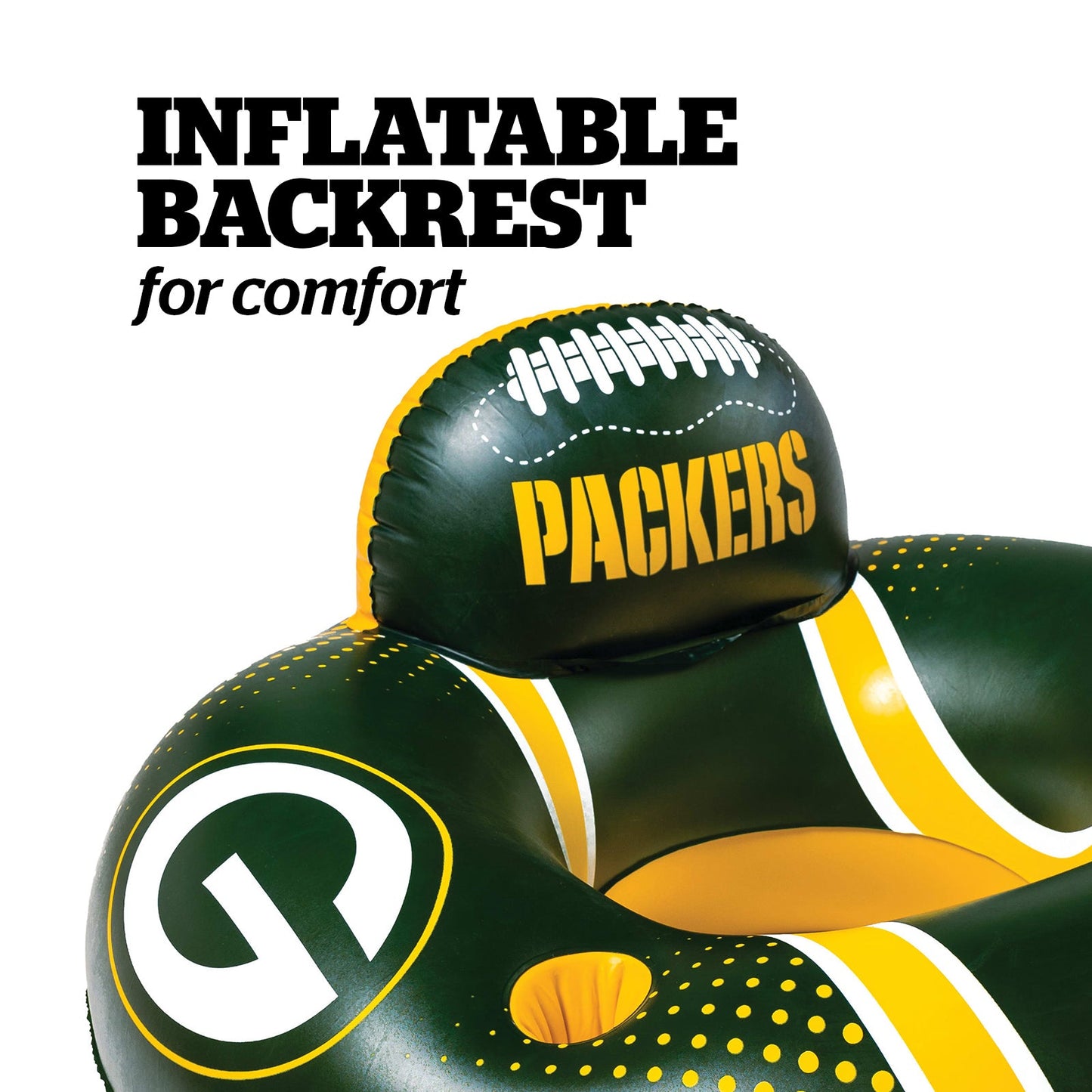BigMouth Inc Green Bay Packers 42 in Pool Float with cupholder and backrest