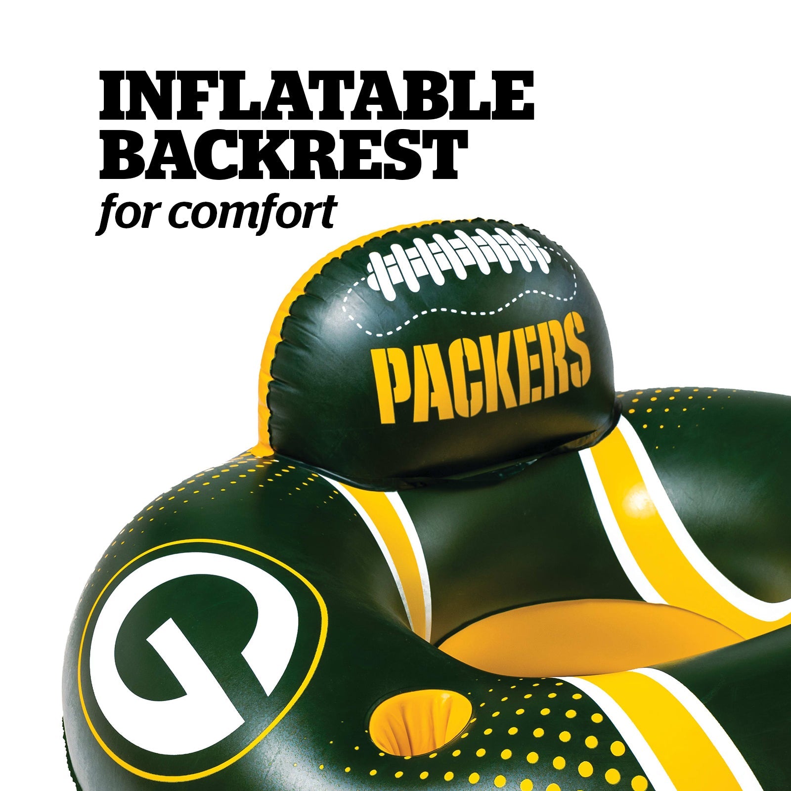 BigMouth Inc Green Bay Packers 42 in Pool Float with cupholder and backrest