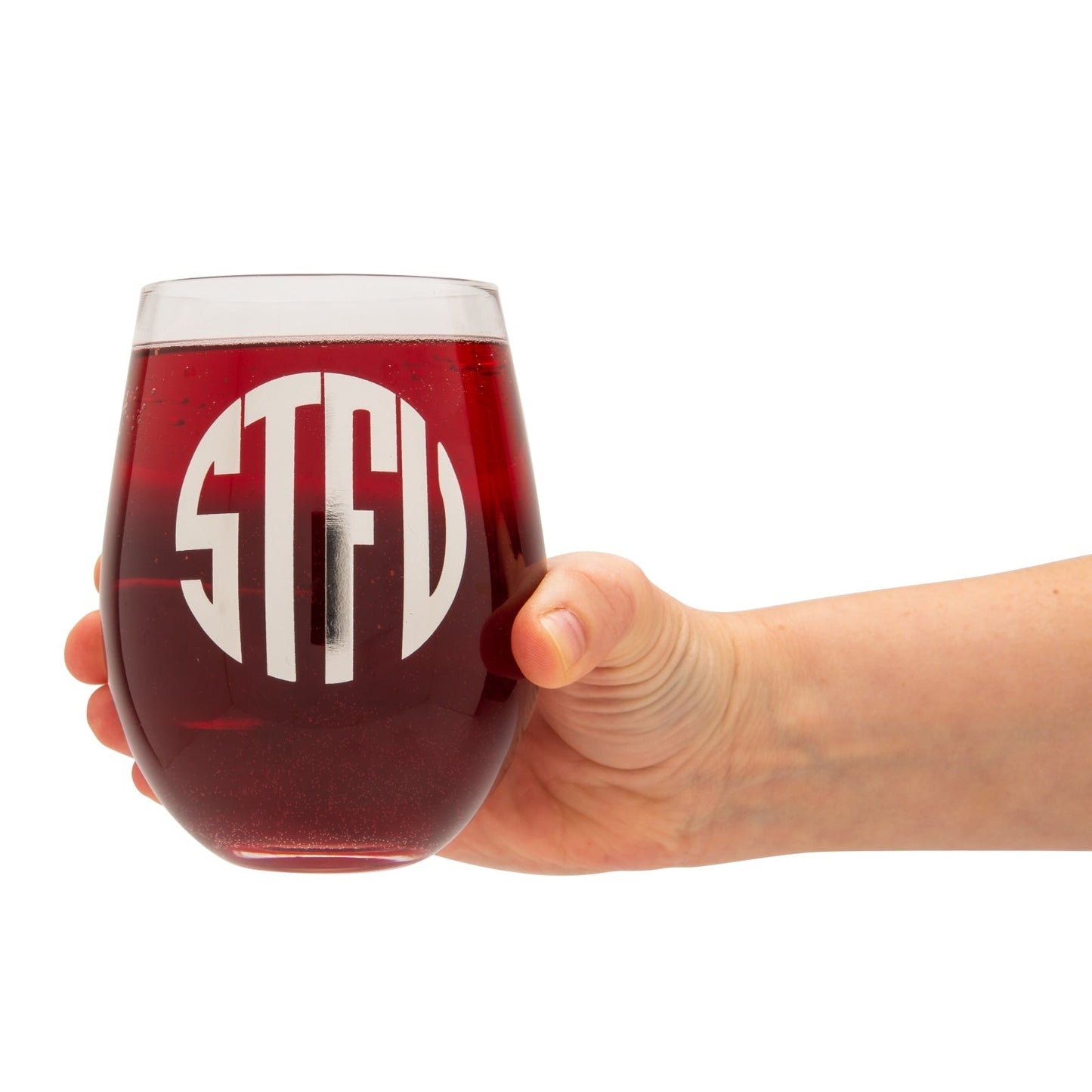 BigMouth Inc "What the....." Monogrammed Wine Glasses