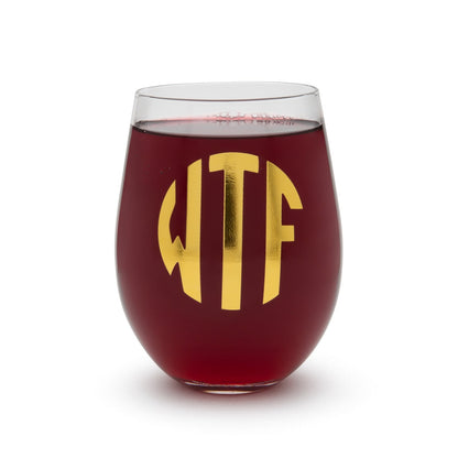 BigMouth Inc "What the....." Monogrammed Wine Glasses