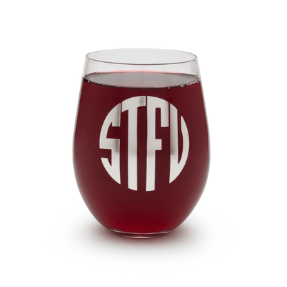 BigMouth Inc "What the....." Monogrammed Wine Glasses