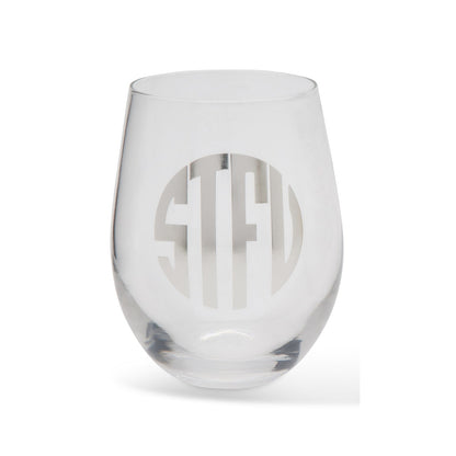 BigMouth Inc "What the....." Monogrammed Wine Glasses