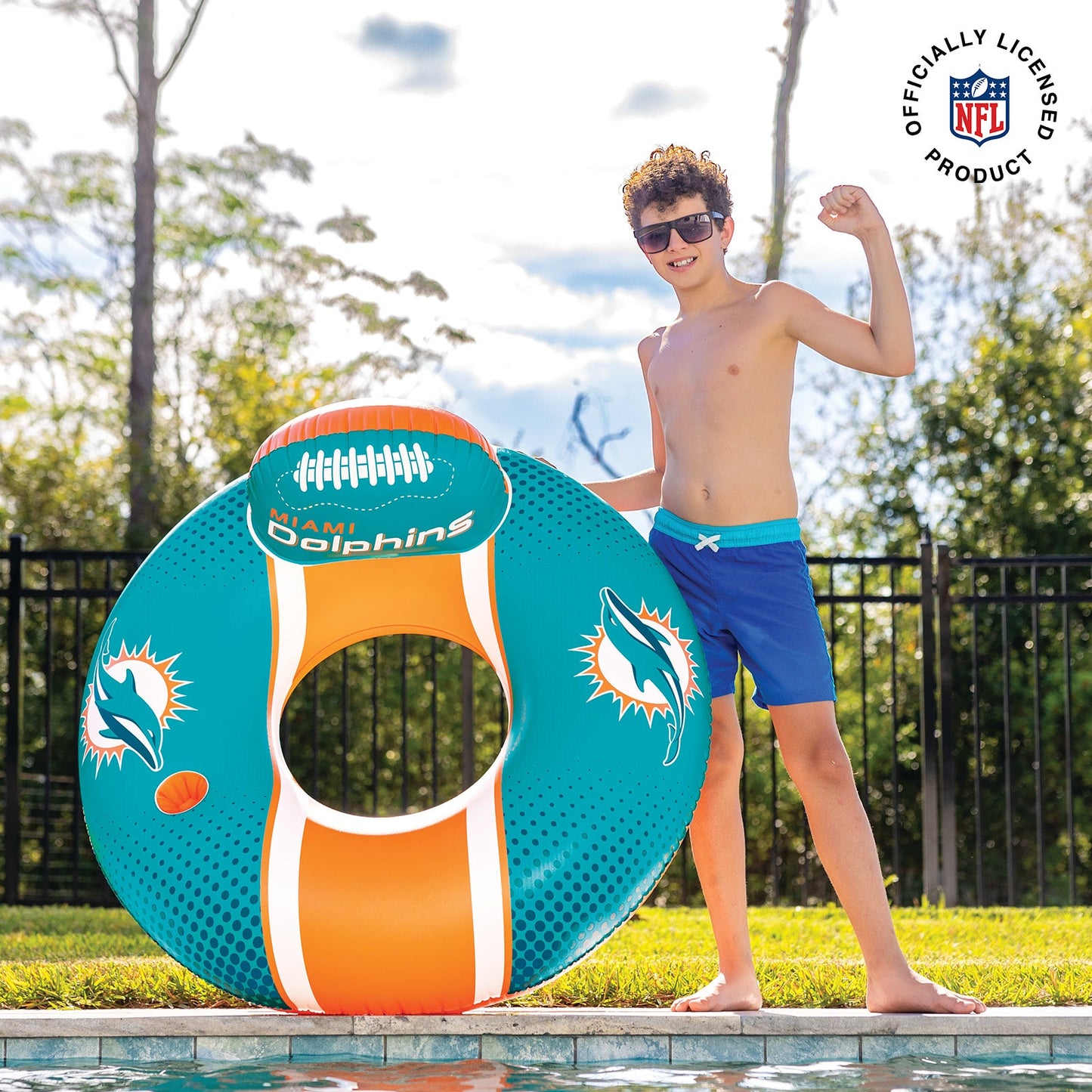 BigMouth Inc Miami Dolphins 42 in Pool Float with cupholer and backrest
