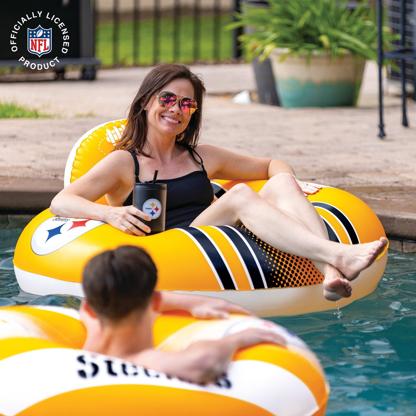 BigMouth Inc Pittsburgh Steelers 42 in Pool Float with cupholder and backrest