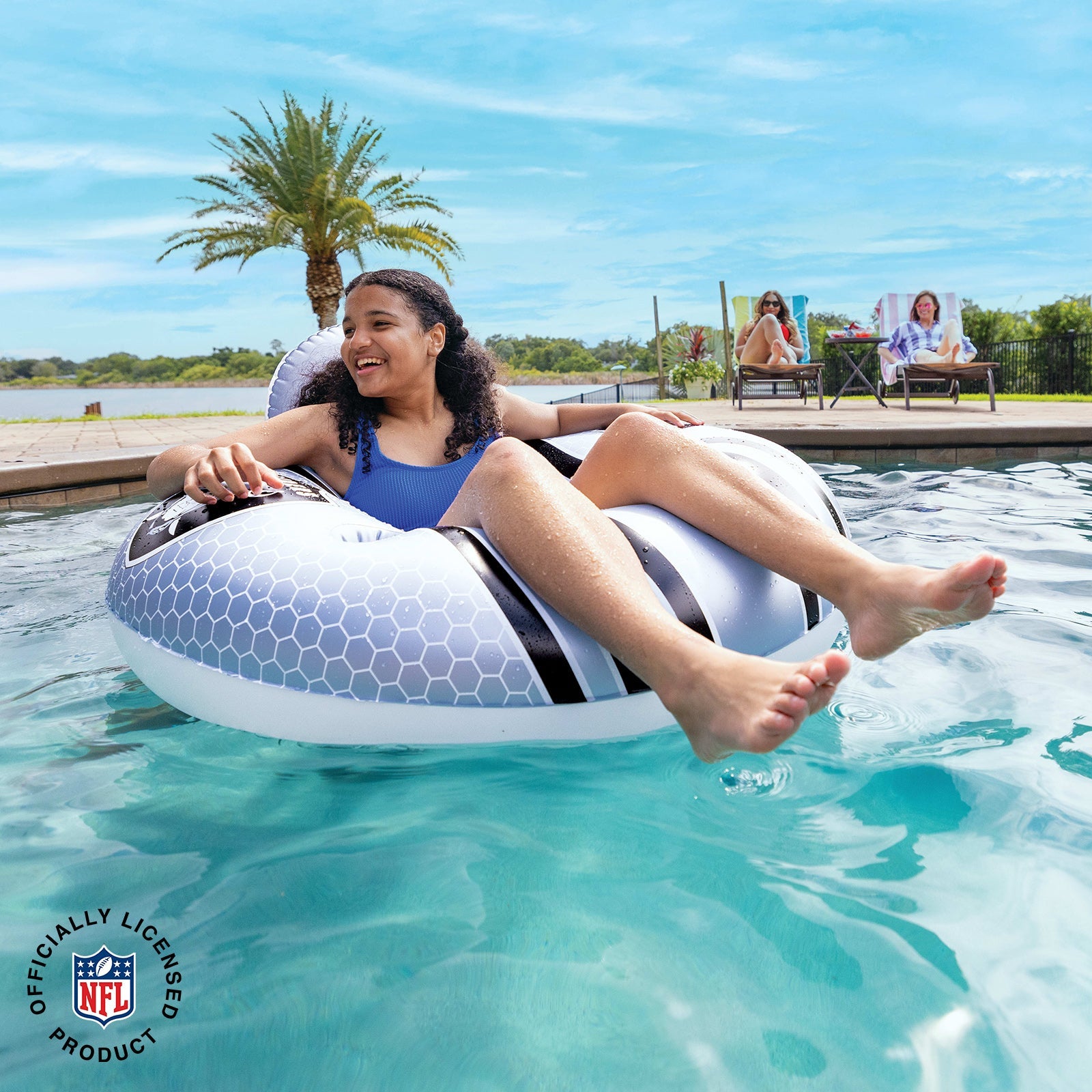 BigMouth Inc Las Vegas Raiders 42 in Pool Float with cupholder and backrest